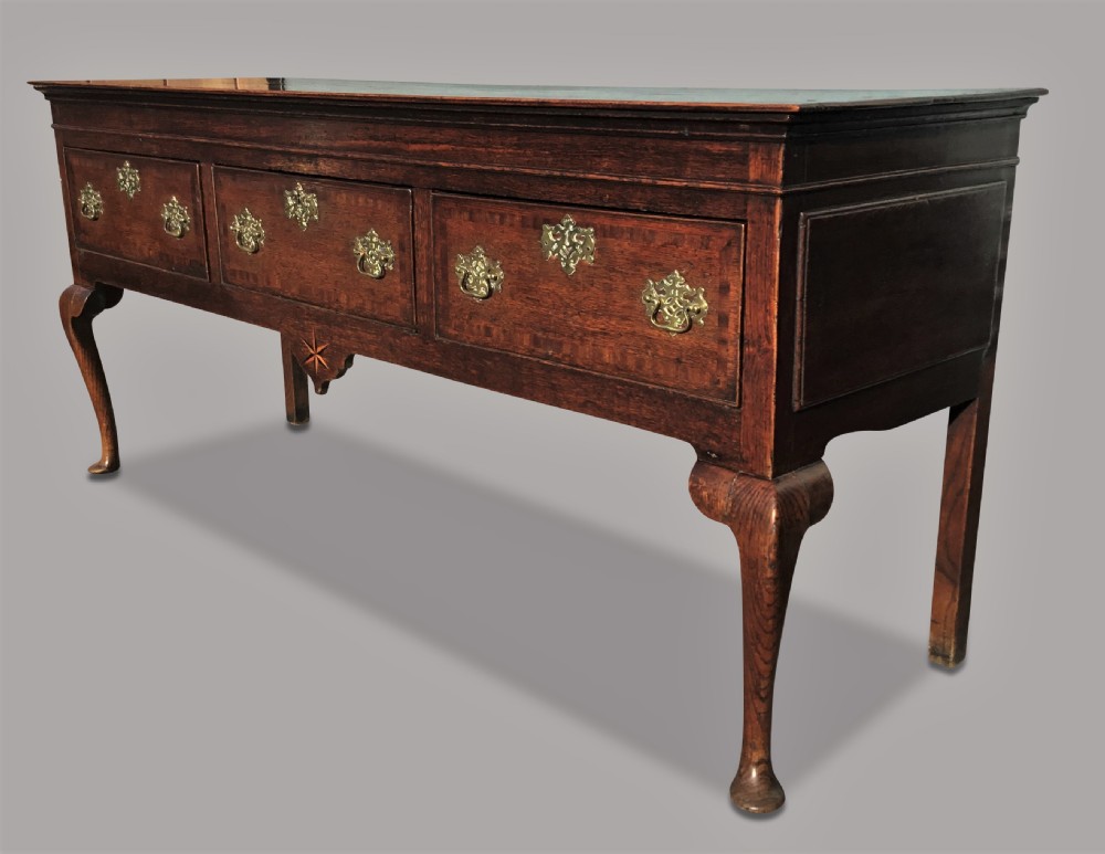 Georgian oak cabriole leg dresser base; very original condition View X