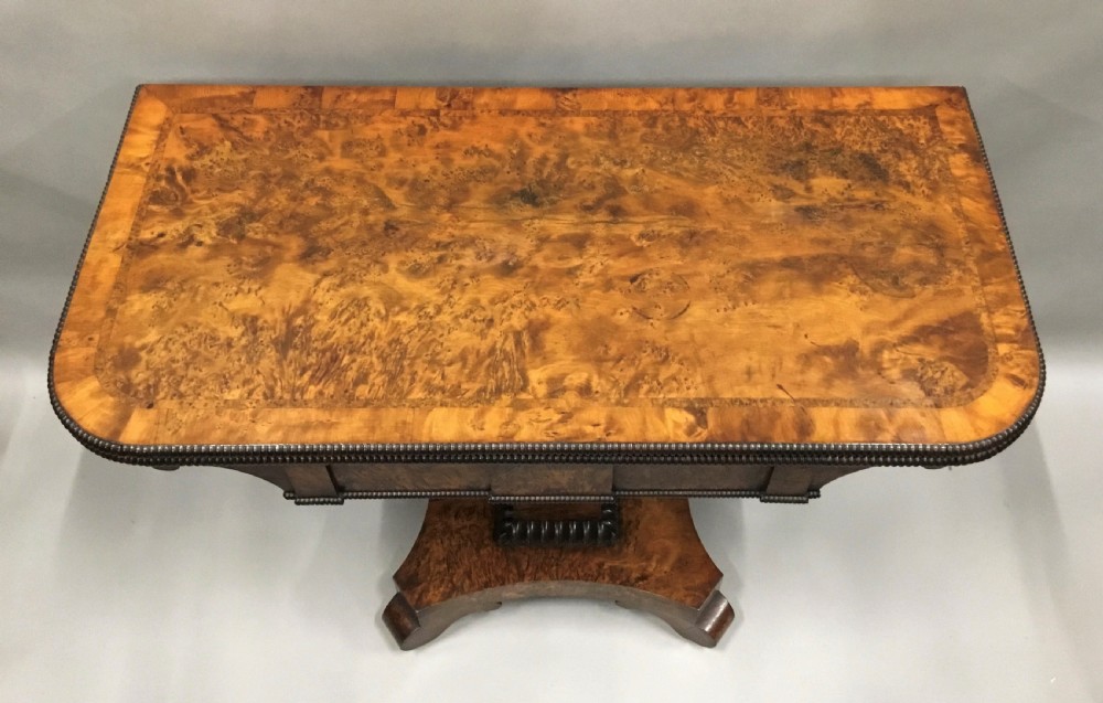 Regency burr yew card table; by the esteemed cabinet maker Robert James View IX