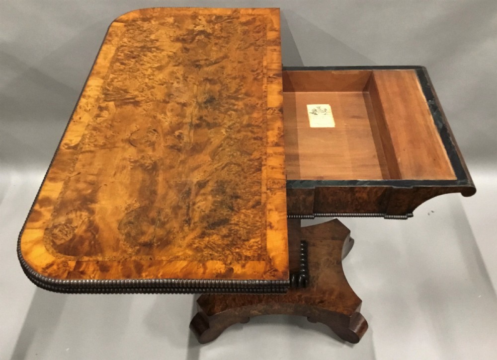 Regency burr yew card table; by the esteemed cabinet maker Robert James View XXII