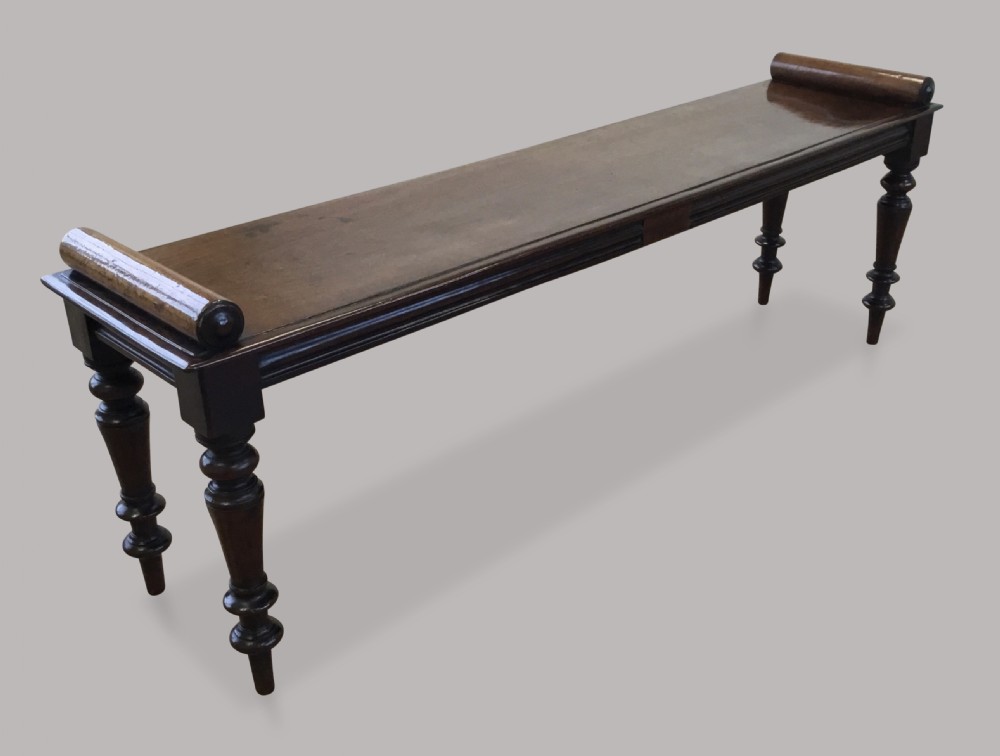 Regency mahogany hall bench / window seat; of good proportions View III