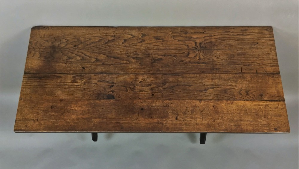Georgian large oak tavern table / trestle table; rare being oak with an excellent colour View IV
