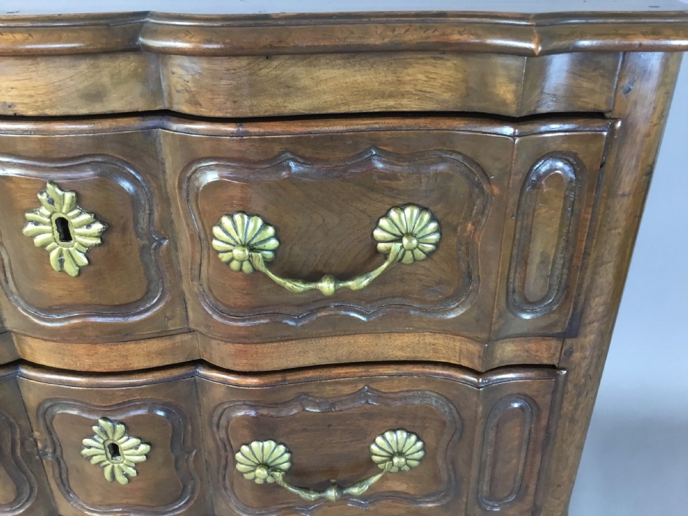 C18th French provincial walnut serpentine commode; of desirable neat proportions View VI