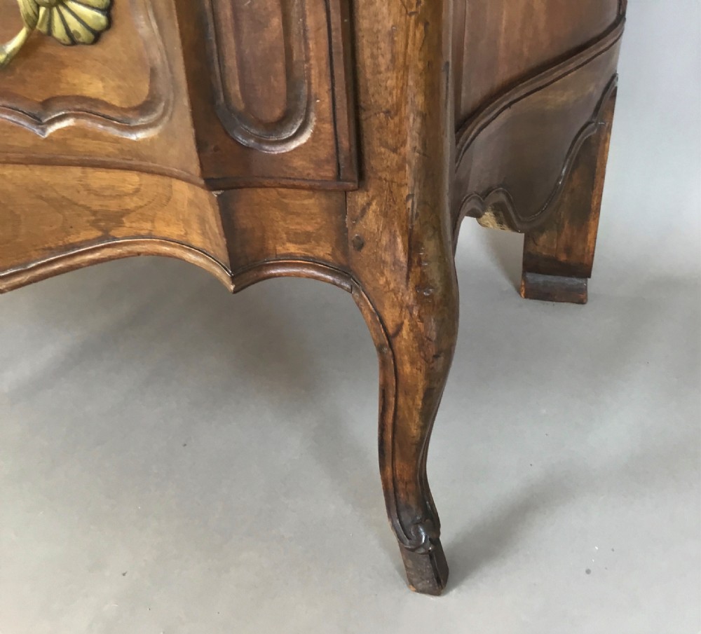 C18th French provincial walnut serpentine commode; of desirable neat proportions View XII