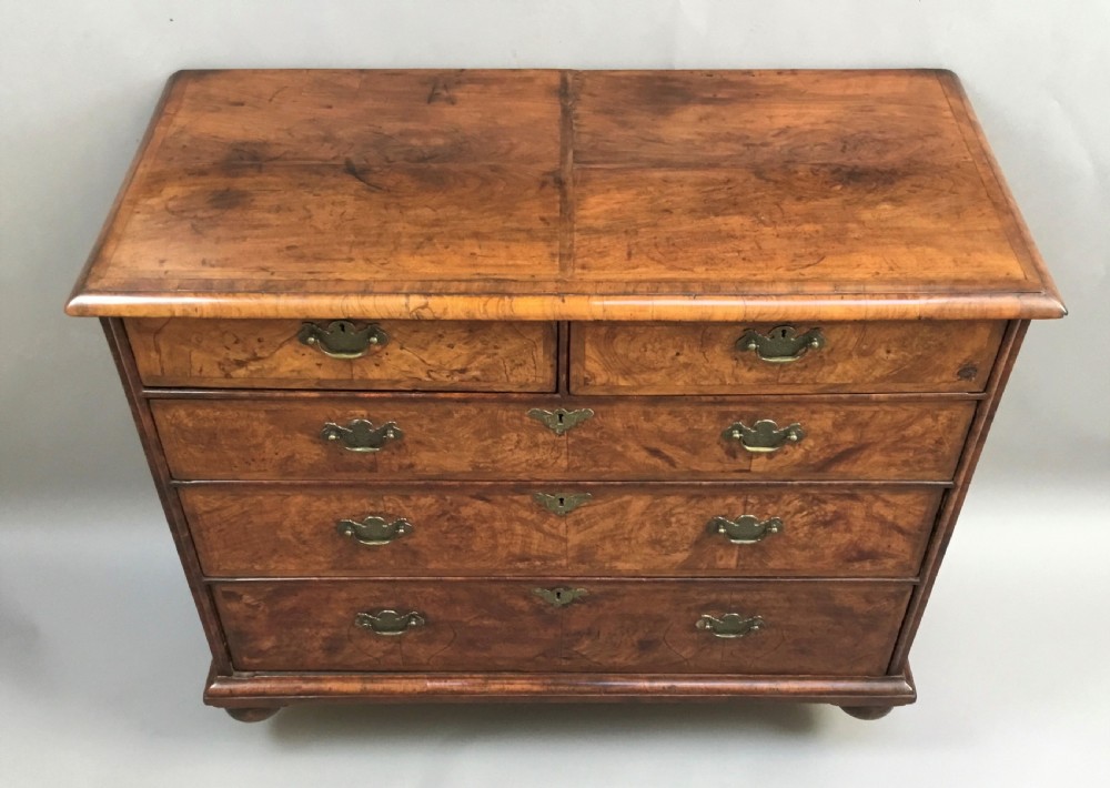 C18th Queen Anne walnut chest of drawers; excellent colour and good proportions View VII