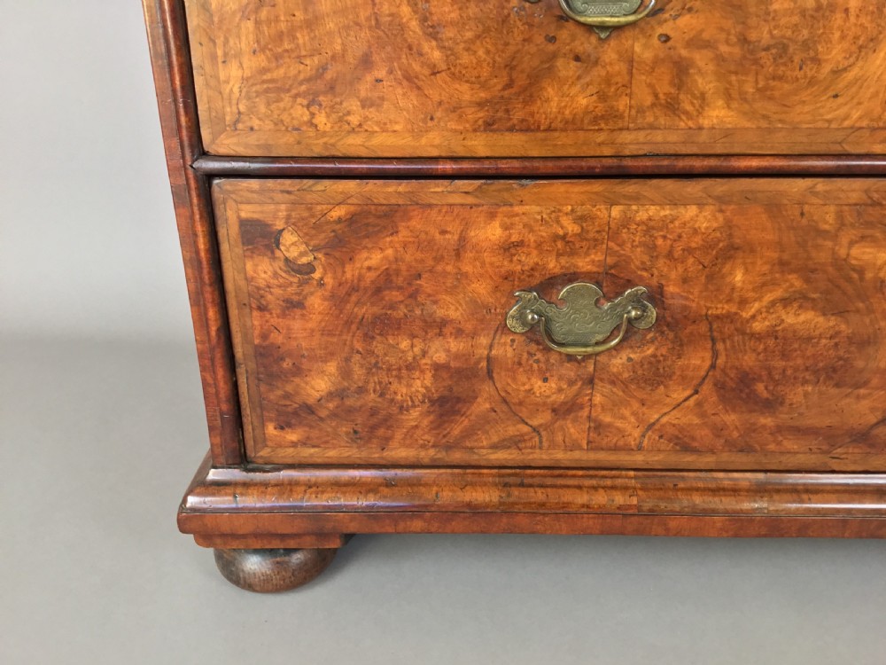 C18th Queen Anne walnut chest of drawers; excellent colour and good proportions View XII