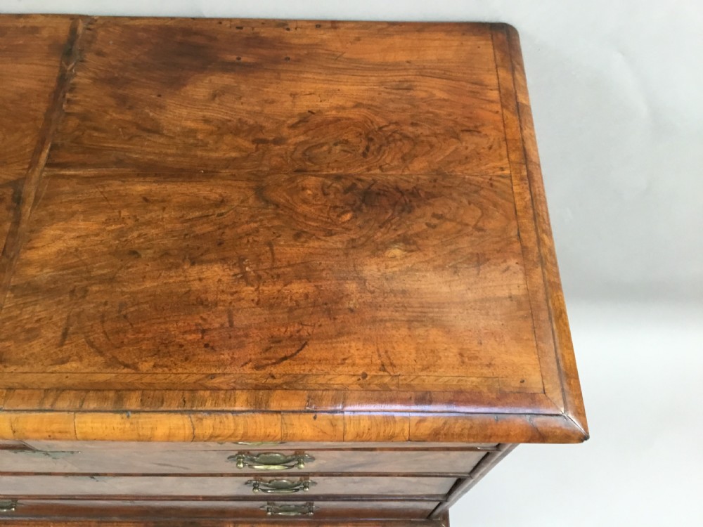 C18th Queen Anne walnut chest of drawers; excellent colour and good proportions View XVI