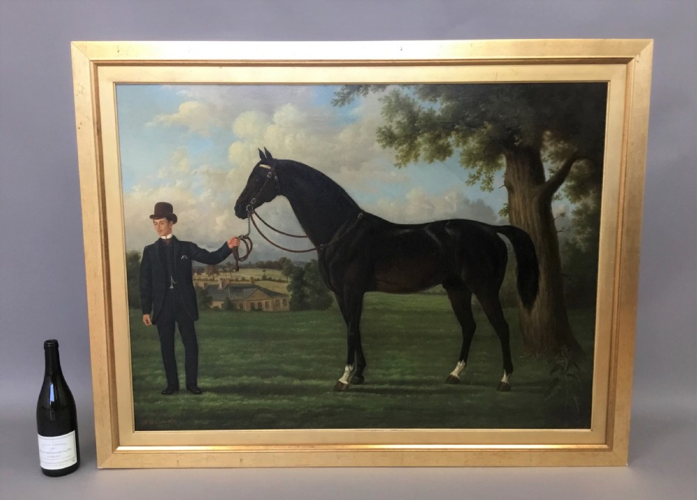  Large C19th oil painting of a racehorse; 