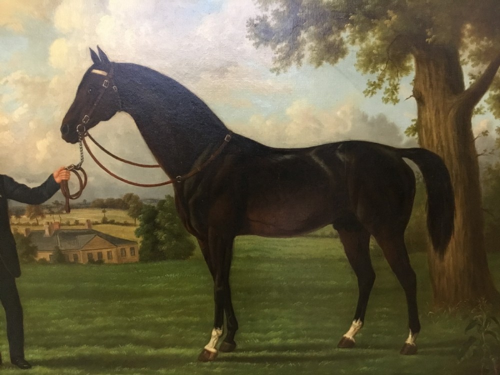  Large C19th oil painting of a racehorse; 