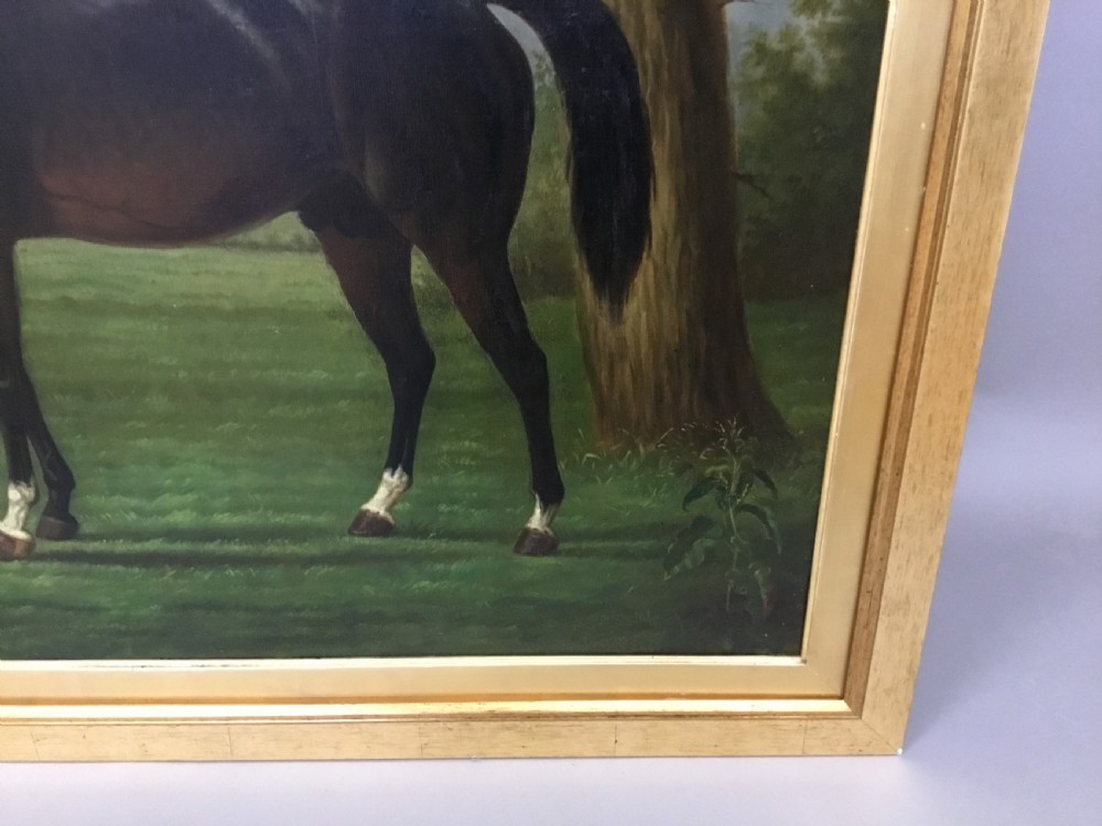  Large C19th oil painting of a racehorse; 
