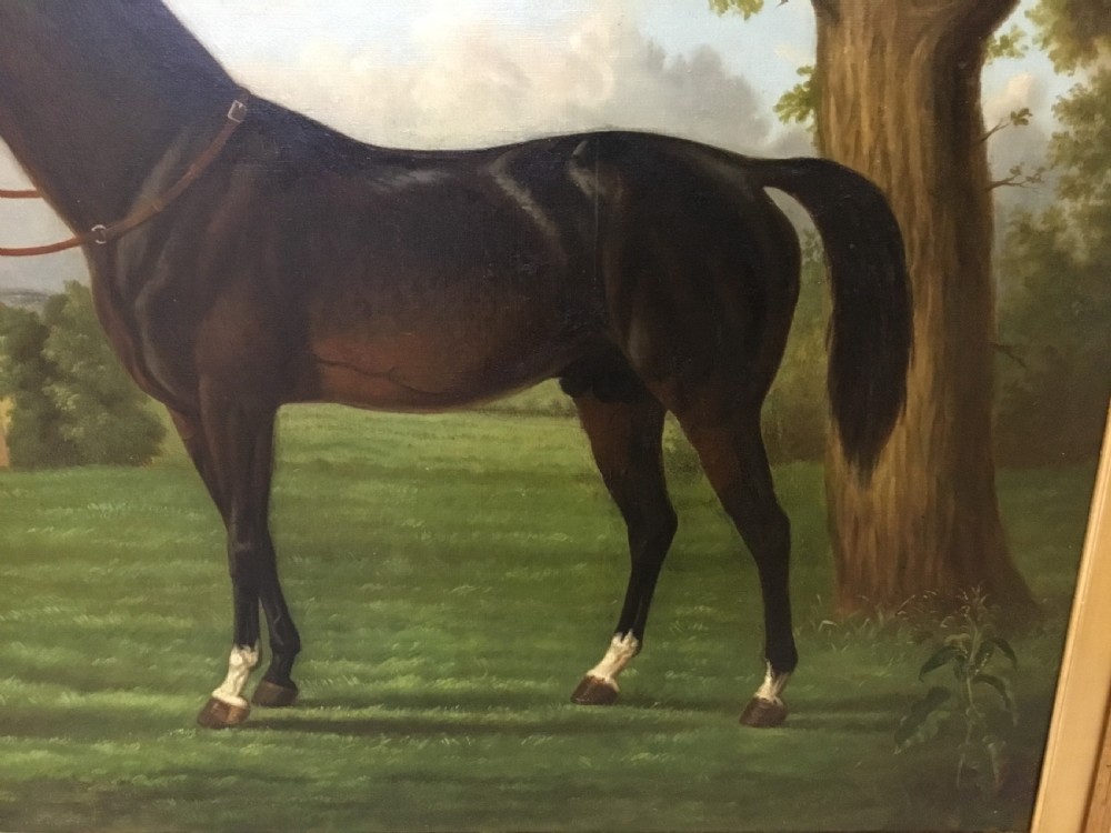  Large C19th oil painting of a racehorse; 