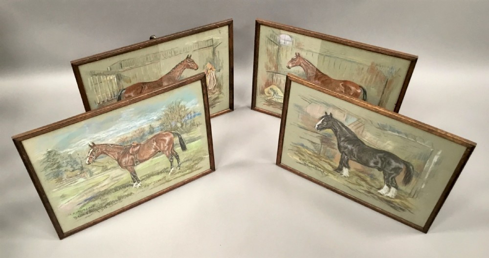 Interesting early C20th set of four ‘Irish’ pastel horse paintings View VI