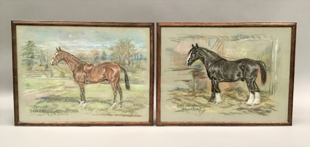 Interesting early C20th set of four ‘Irish’ pastel horse paintings View XIV