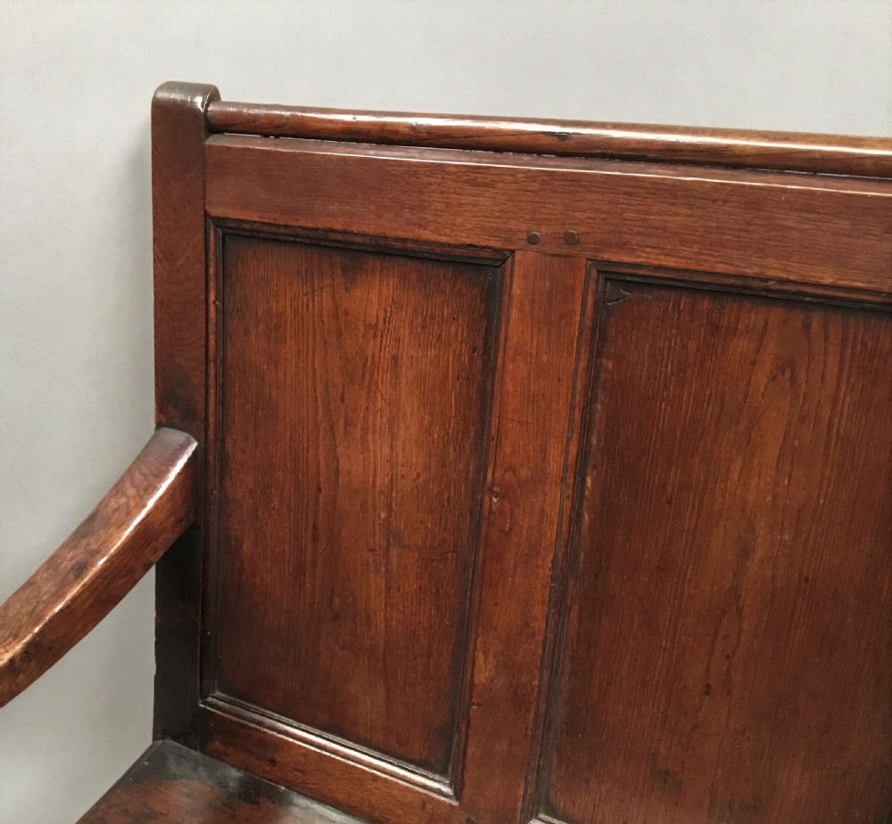 Georgian oak unusual two drawer settle View V