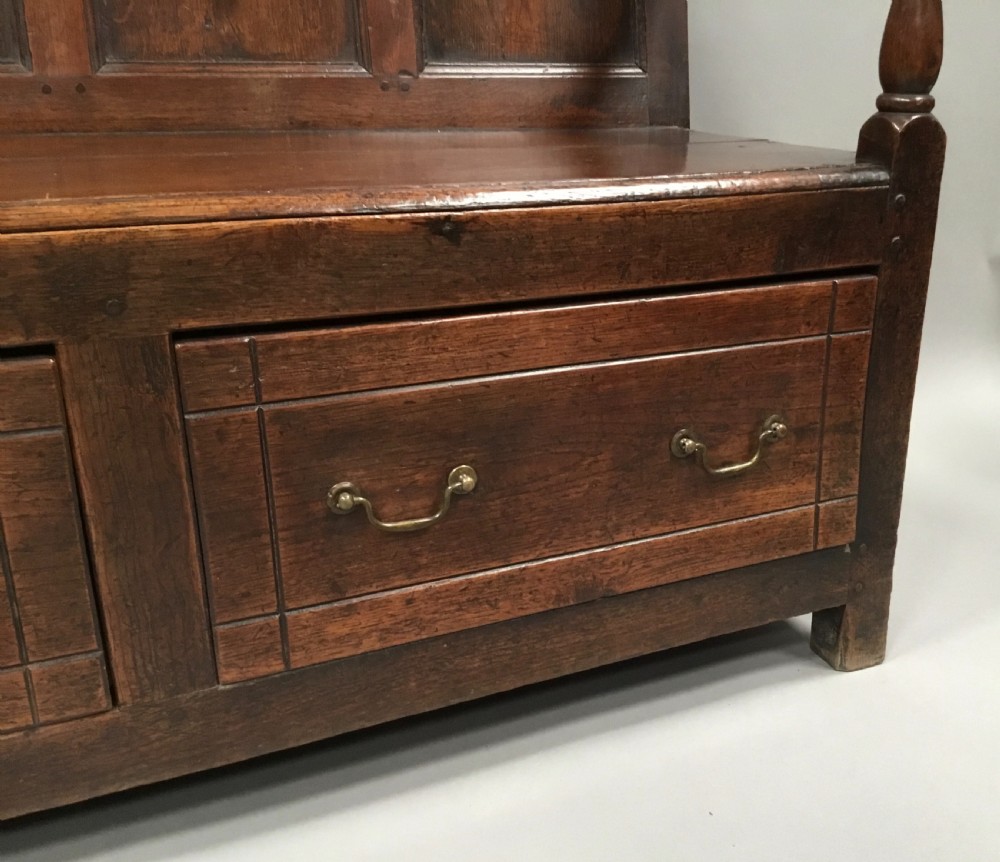 Georgian oak unusual two drawer settle View XIV