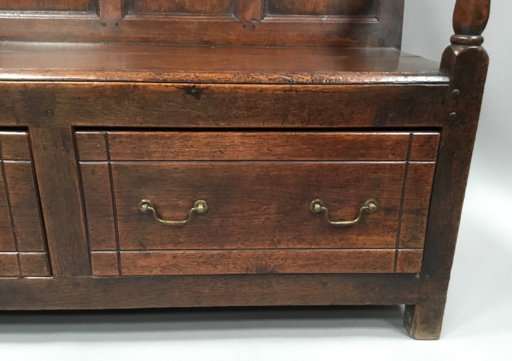Georgian oak unusual two drawer settle View XV