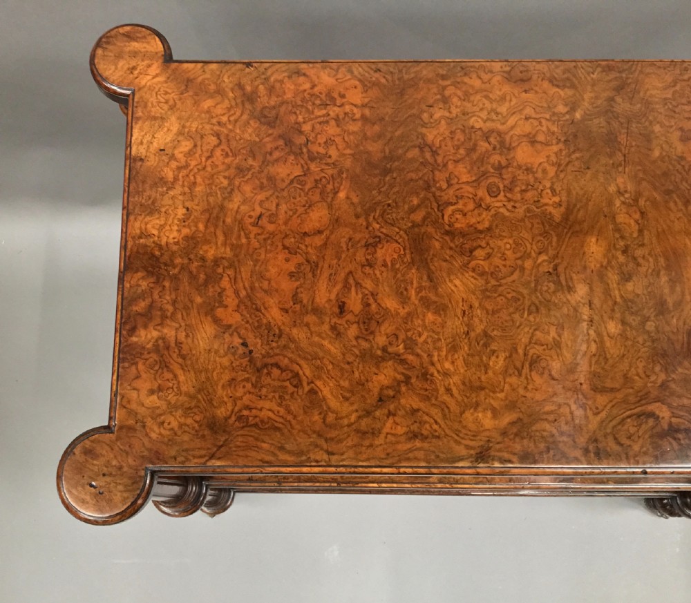 Excellent quality C19th English burr walnut etagere; attributed to Holland and Sons View VIII