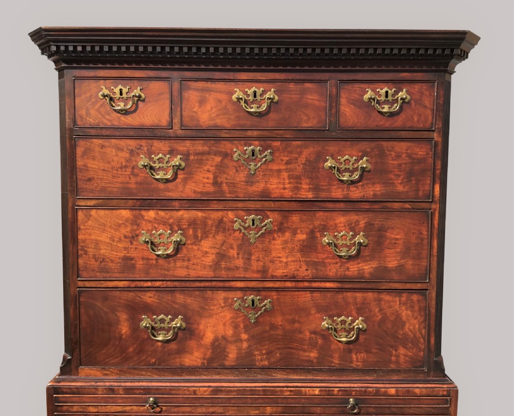 An exceptional mid C18th mahogany tallboy / chest on chest; in the manner of Thomas Chippendale View XV