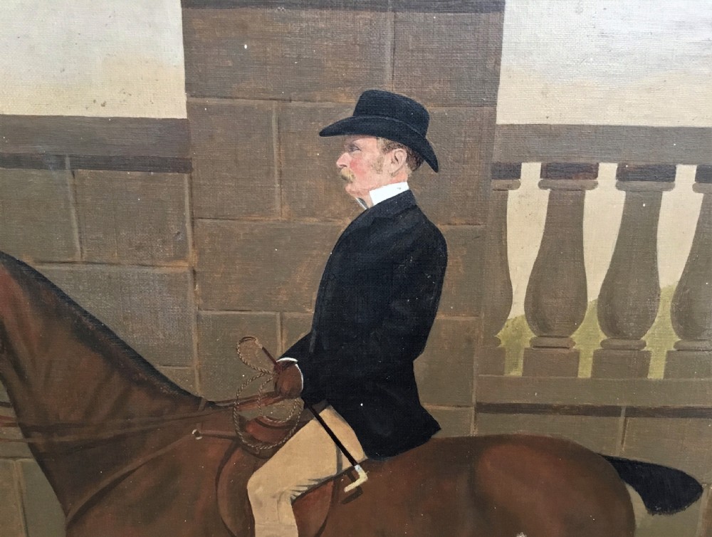 C19th oil painting of a horse and dogs by W J Howden View V
