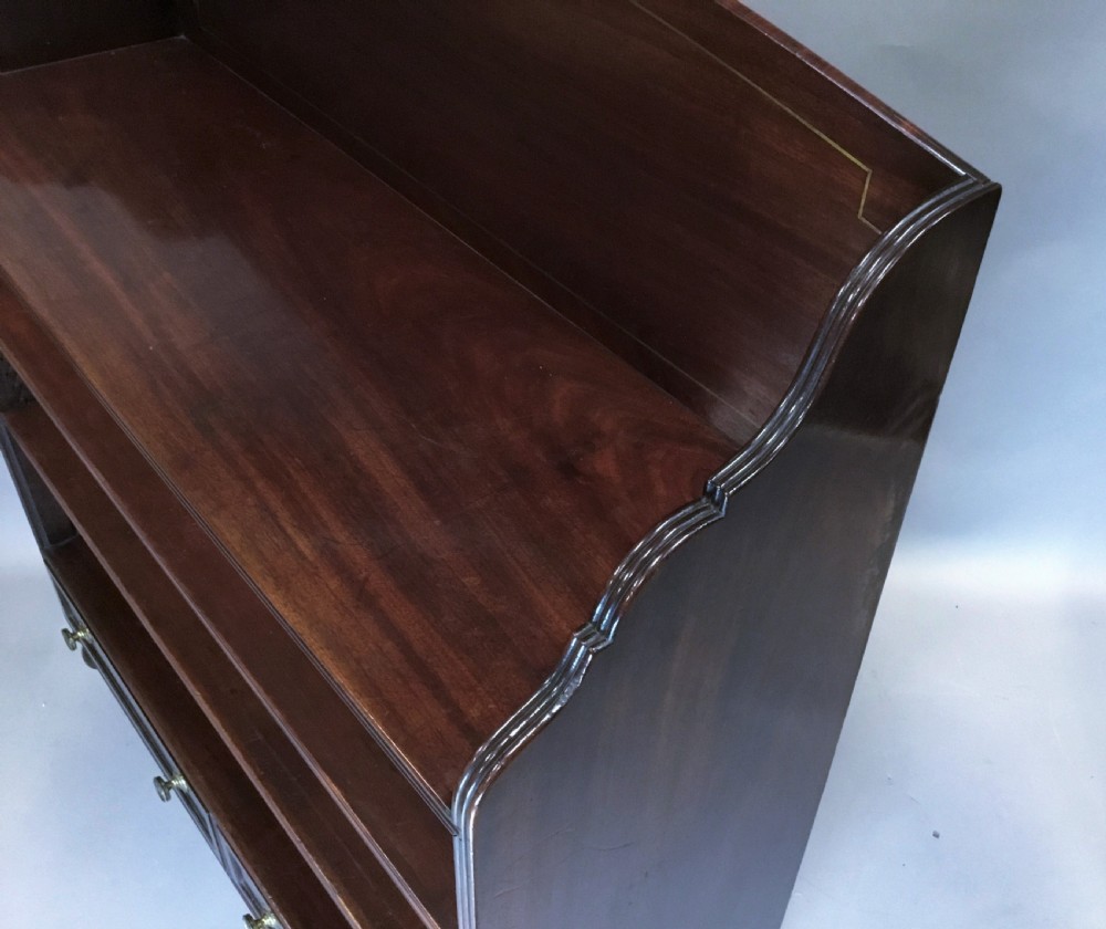  Regency figured mahogany open bookcase; attributed to Gillows of excellent quality View V