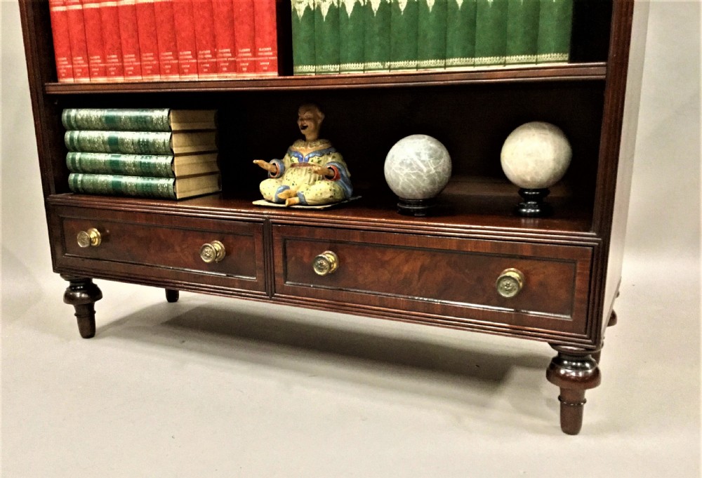  Regency figured mahogany open bookcase; attributed to Gillows of excellent quality View VIII