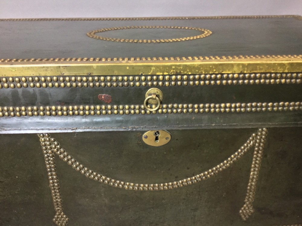 C19th large leather and brass camphor trunk View XXVII