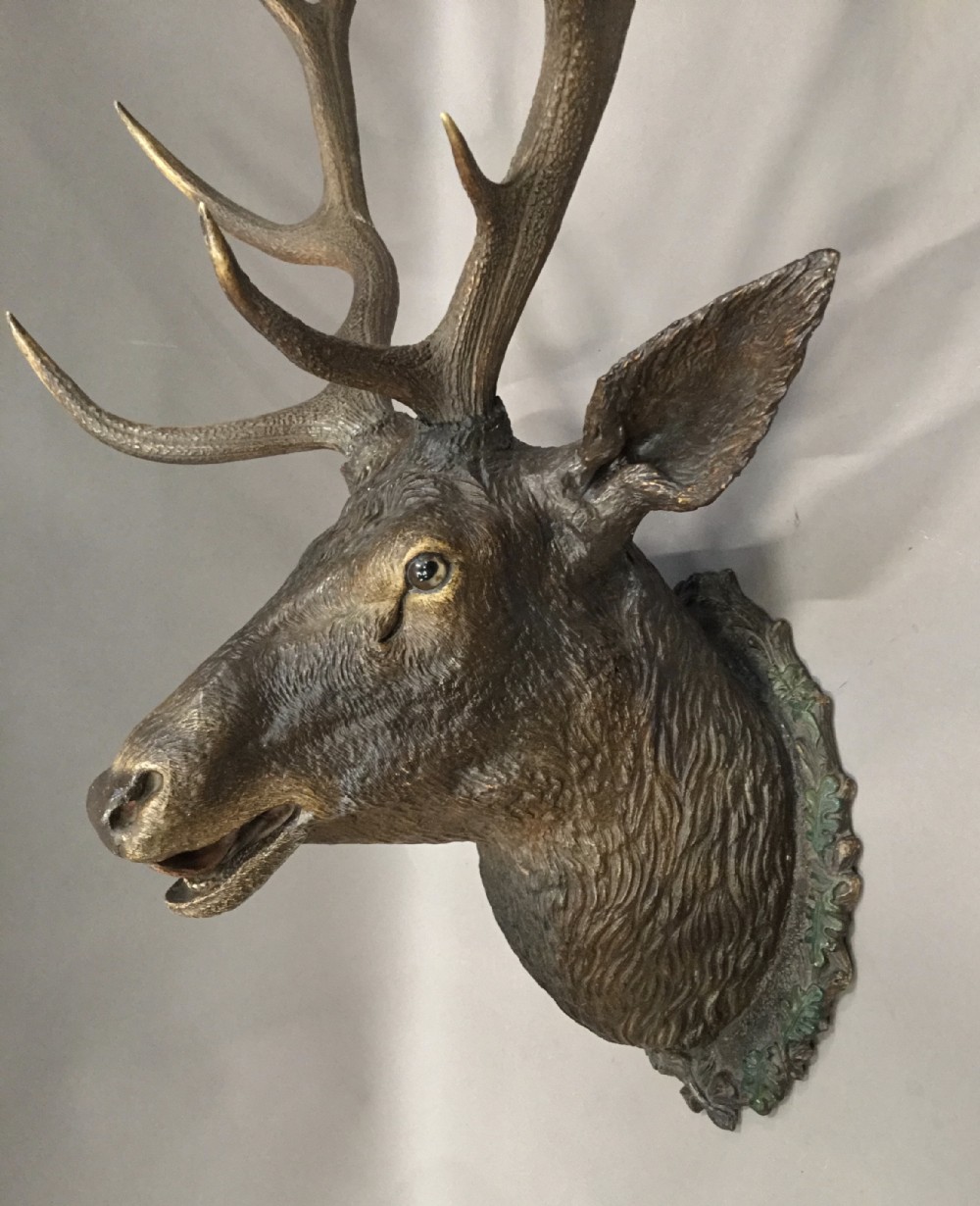 C19th life size terracotta stag's head