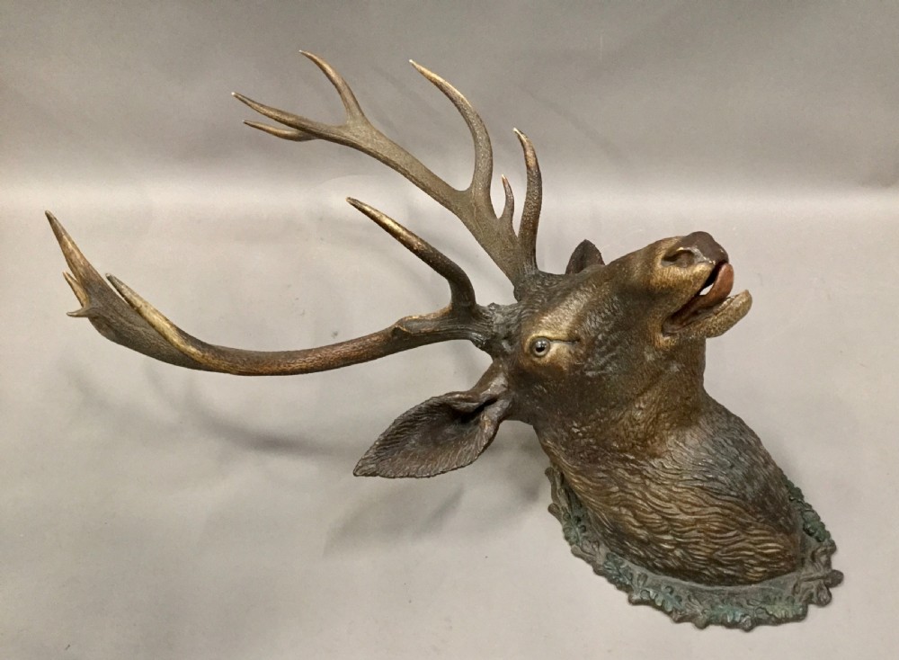 C19th life size terracotta stag's head View X