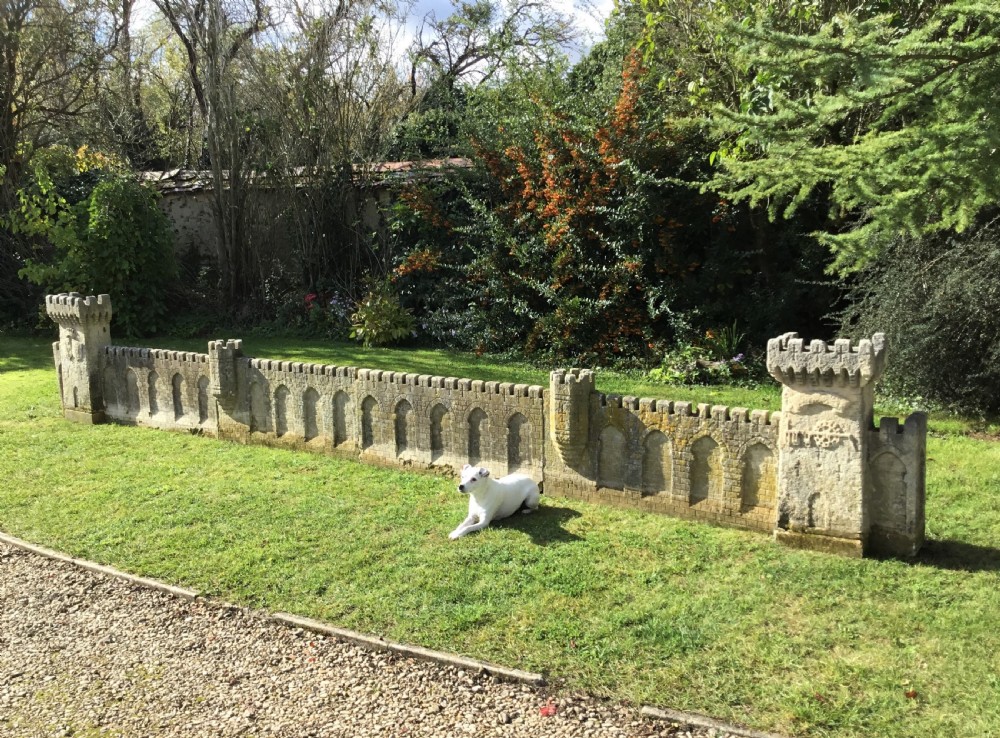Magnificent late C18th carved stone 19ft scale replica of a castle / chateau wall View IV