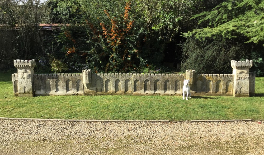 Magnificent late C18th carved stone 19ft scale replica of a castle / chateau wall View XI