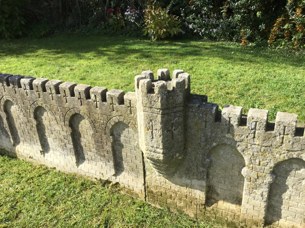 Magnificent late C18th carved stone 19ft scale replica of a castle / chateau wall View XVI