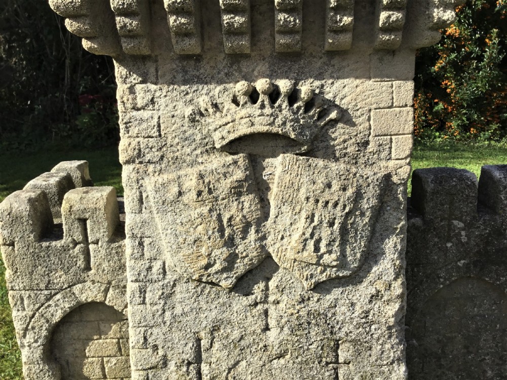 Magnificent late C18th carved stone 19ft scale replica of a castle / chateau wall View XVIII