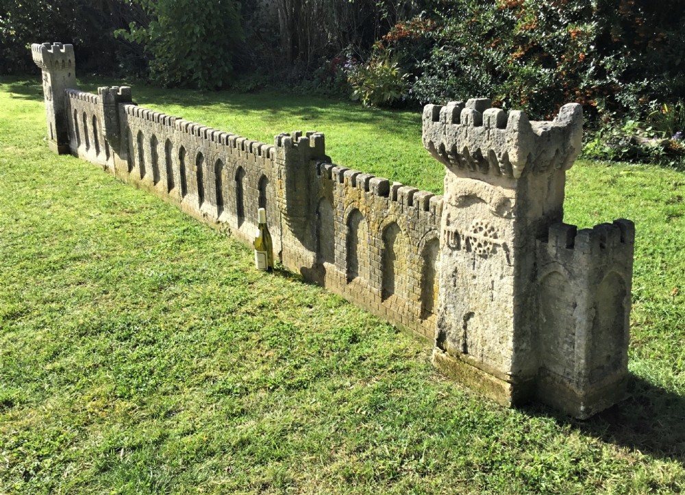 Magnificent late C18th carved stone 19ft scale replica of a castle / chateau wall View XXIII