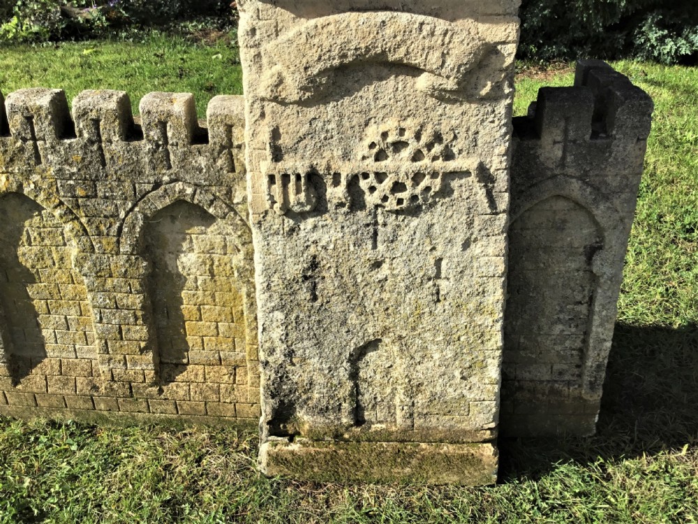 Magnificent late C18th carved stone 19ft scale replica of a castle / chateau wall View XXIV