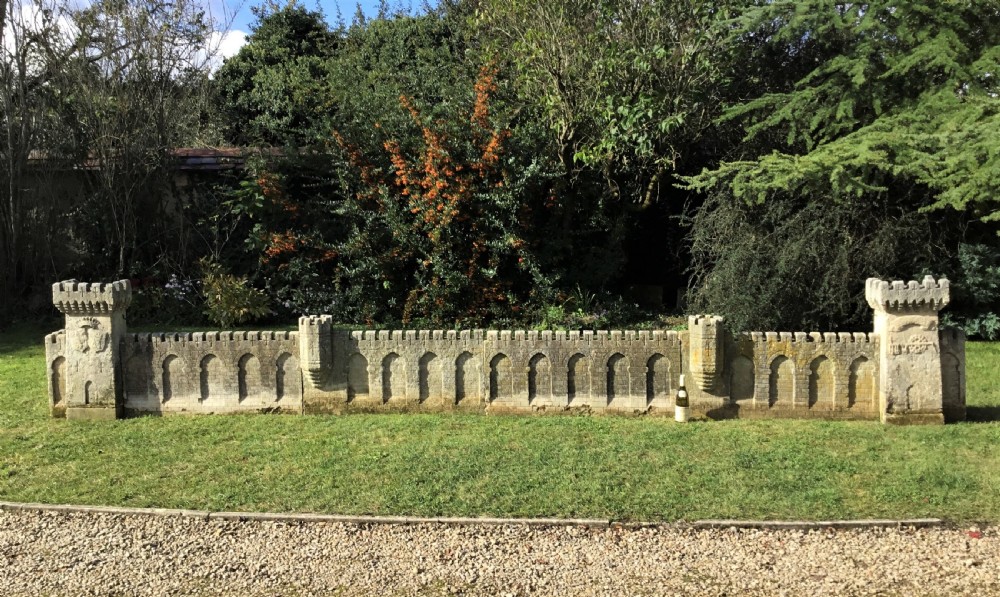 Magnificent late C18th carved stone 19ft scale replica of a castle / chateau wall View XXVI