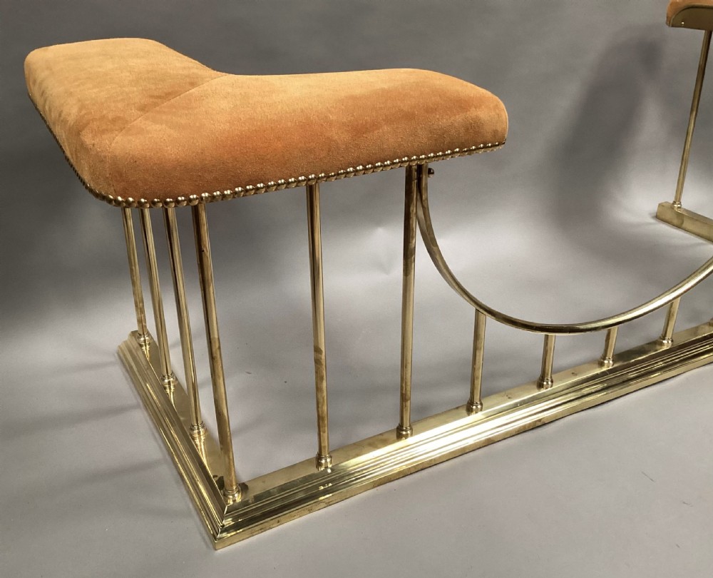 C19th brass club fender newly upholstered View VI