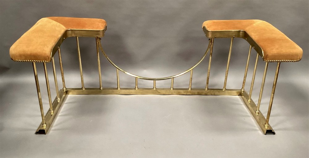 C19th brass club fender newly upholstered View VIII