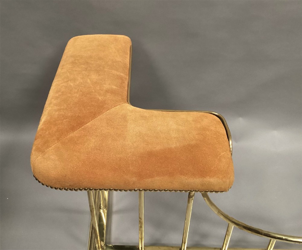 C19th brass club fender newly upholstered View XII