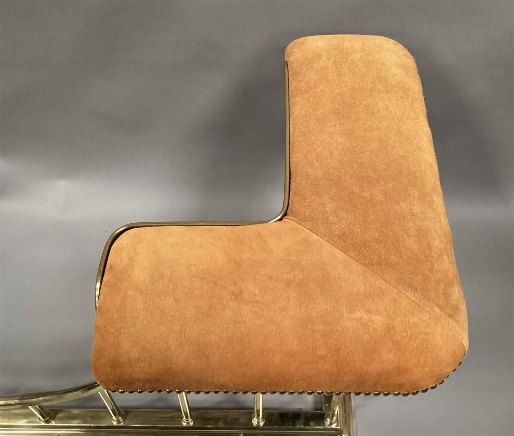 C19th brass club fender newly upholstered View XIV