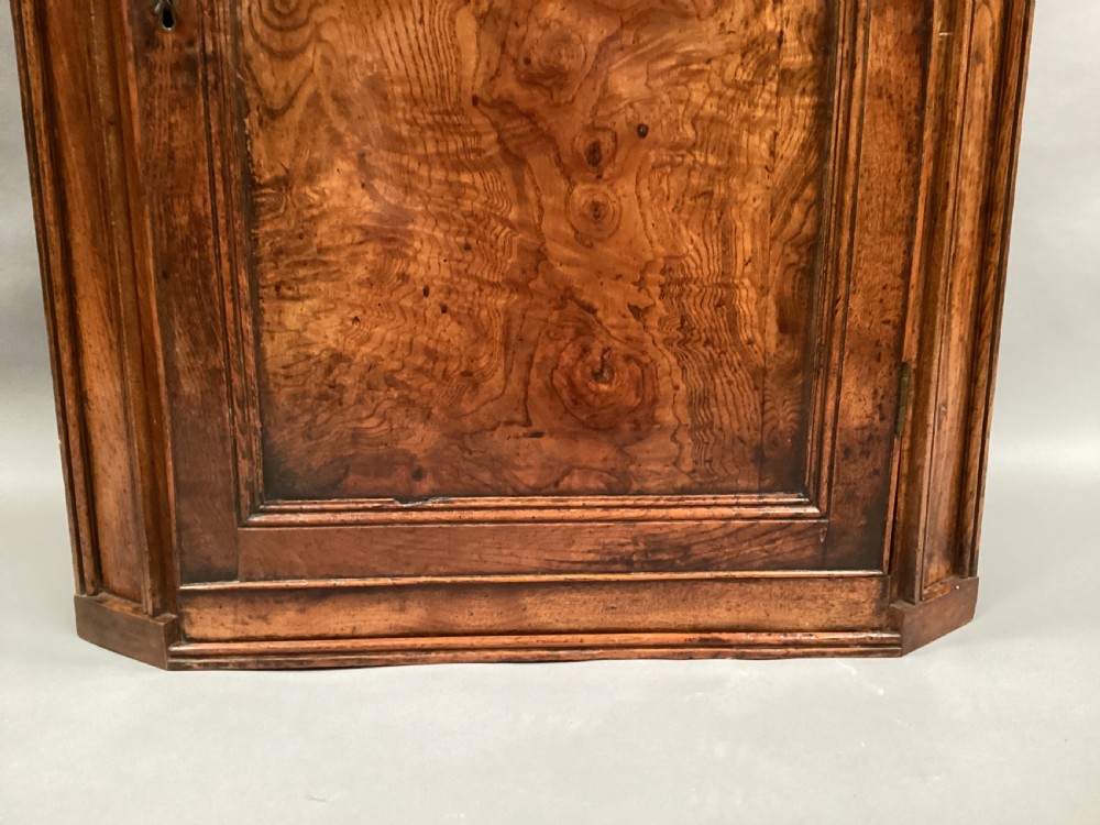 Late Georgian burr elm hanging corner cupboard View XII