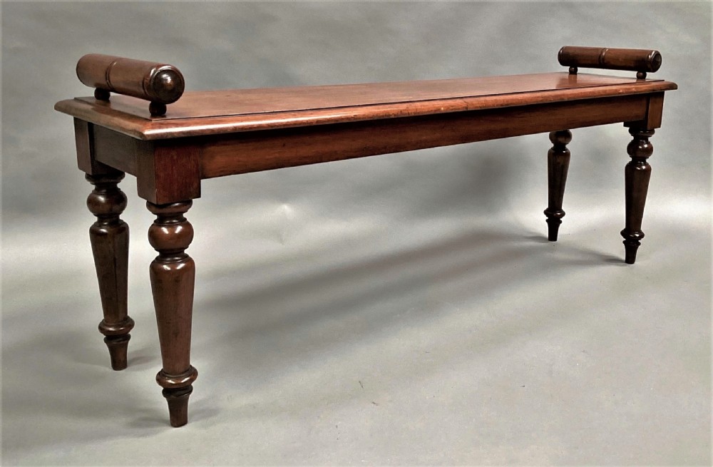 Mid C19th mahogany hall bench / window seat