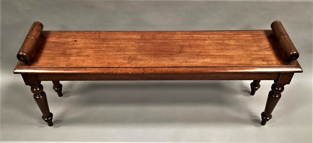 Mid C19th mahogany hall bench / window seat View II