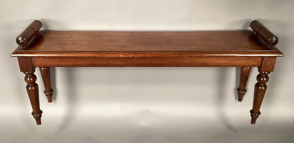 Mid C19th mahogany hall bench / window seat View XI