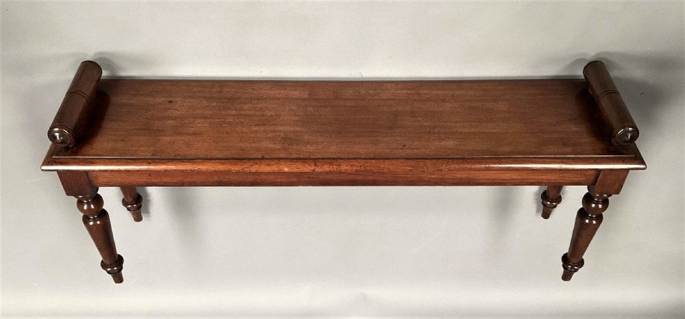 Mid C19th mahogany hall bench / window seat View XII