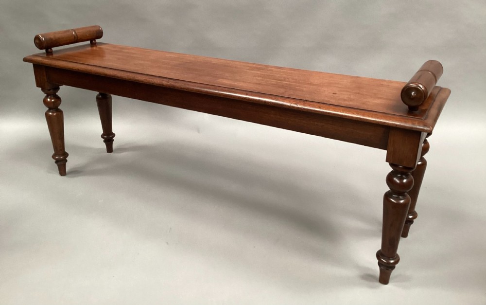 Mid C19th mahogany hall bench / window seat View XIX