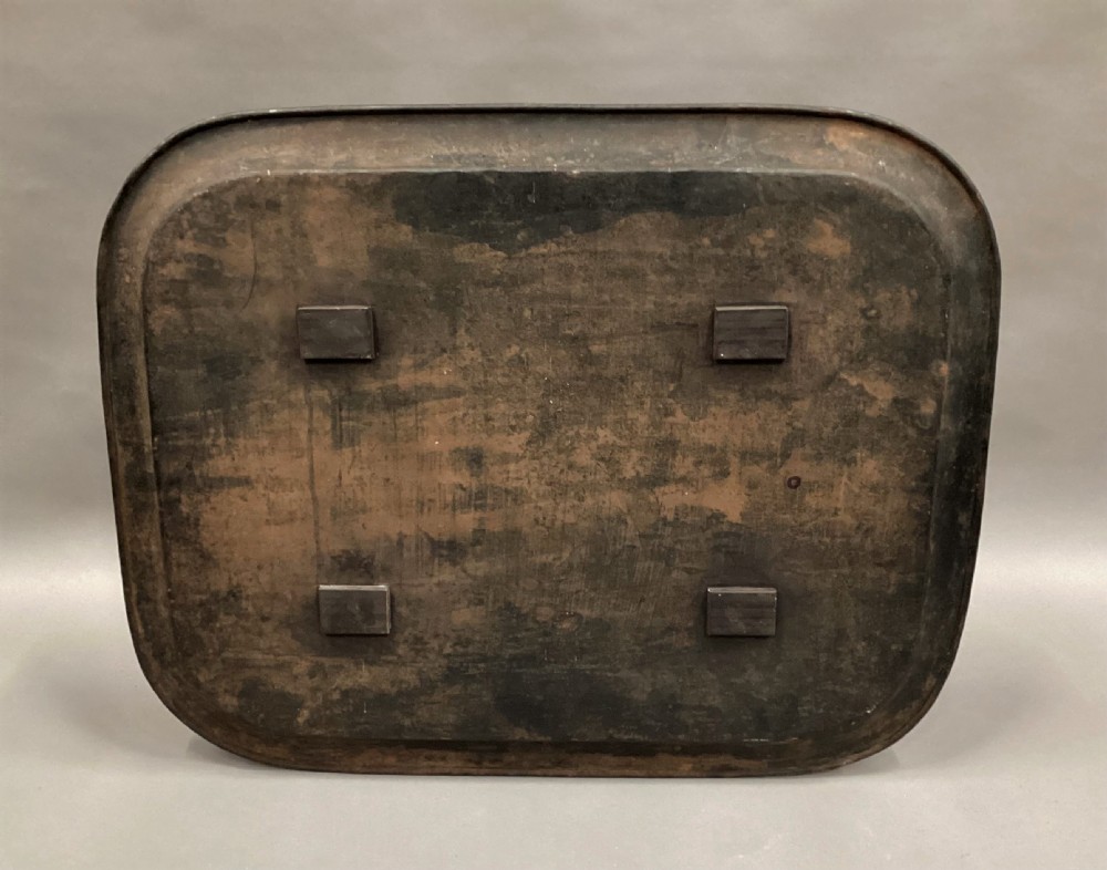 Large Regency Chinoiserie tole tray in rare and desirable green lacquer View XV