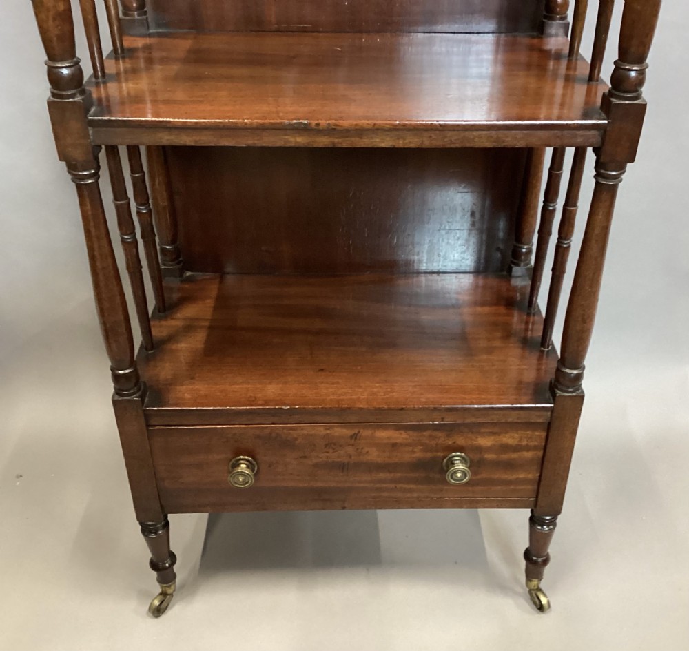 Regency mahogany tall open bookcase / etagere / whatnot View XII