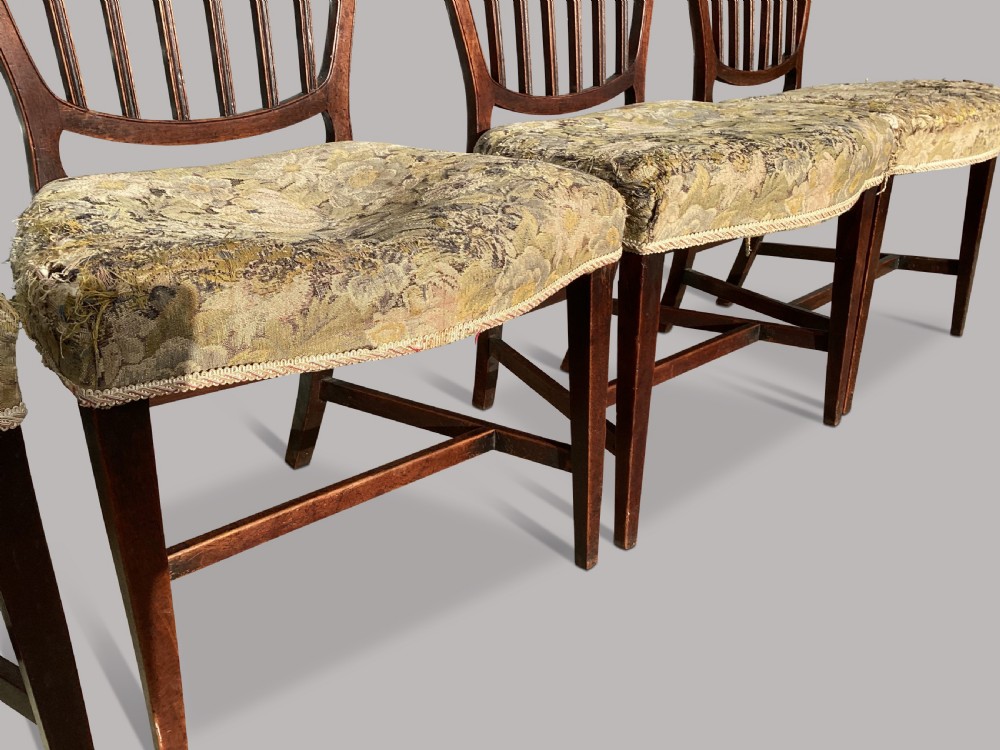 George III set of 8 mahogany dining chairs; with unusual backs in the Hepplewhite manner View VIII