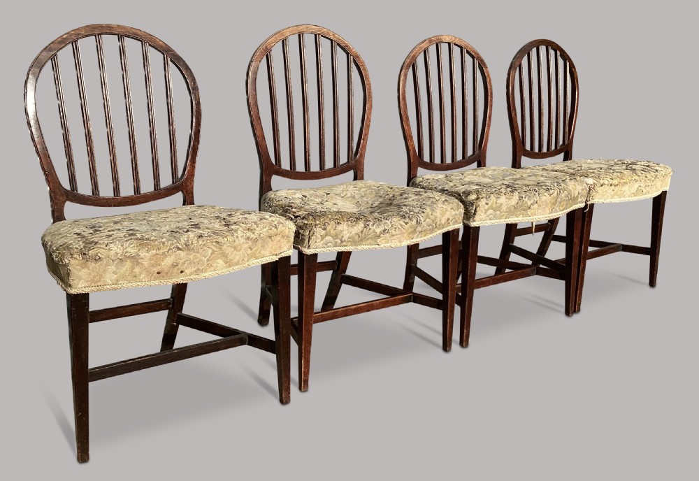 George III set of 8 mahogany dining chairs; with unusual backs in the Hepplewhite manner View XII