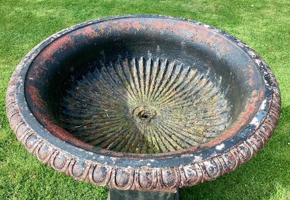 C19th very large cast iron garden urn; of good classical tazza form View V