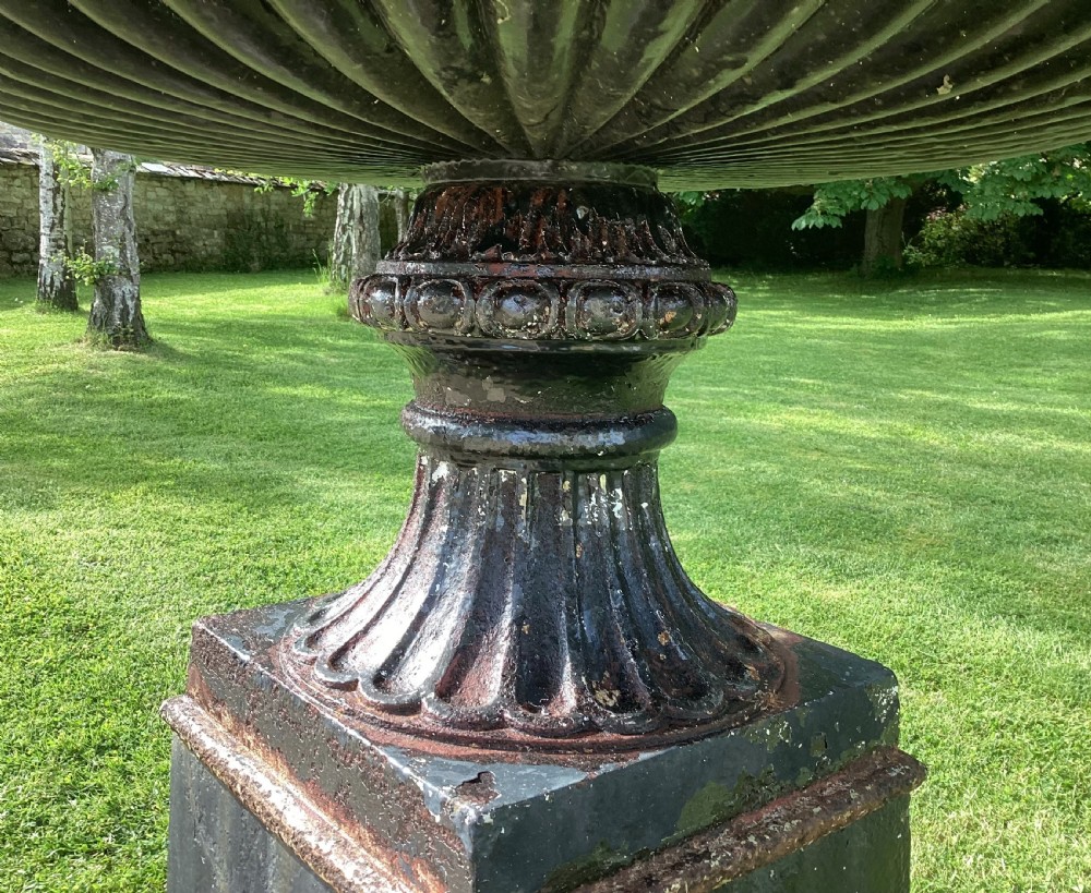 C19th very large cast iron garden urn; of good classical tazza form View IX